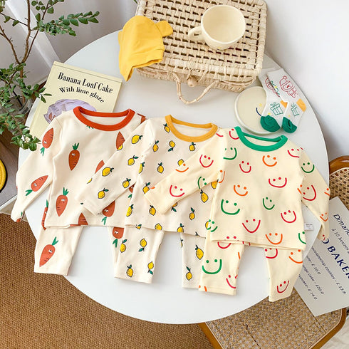 Printed Crewneck Home Wear Suit Cotton Underwear Two-Piece Set